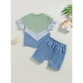 thumbnail image 4 of Wassery Toddler Baby Boy Summer Clothes 2pcs Contrast Color Short Sleeve T-shirt and Elastic Casual Shorts Set 0-3T, 4 of 8