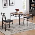 thumbnail image 5 of 3-Piece Dining Table Sets with 2 Black Chairs for Kitchen, Dinette, Breakfast Nook, Brown, 5 of 11