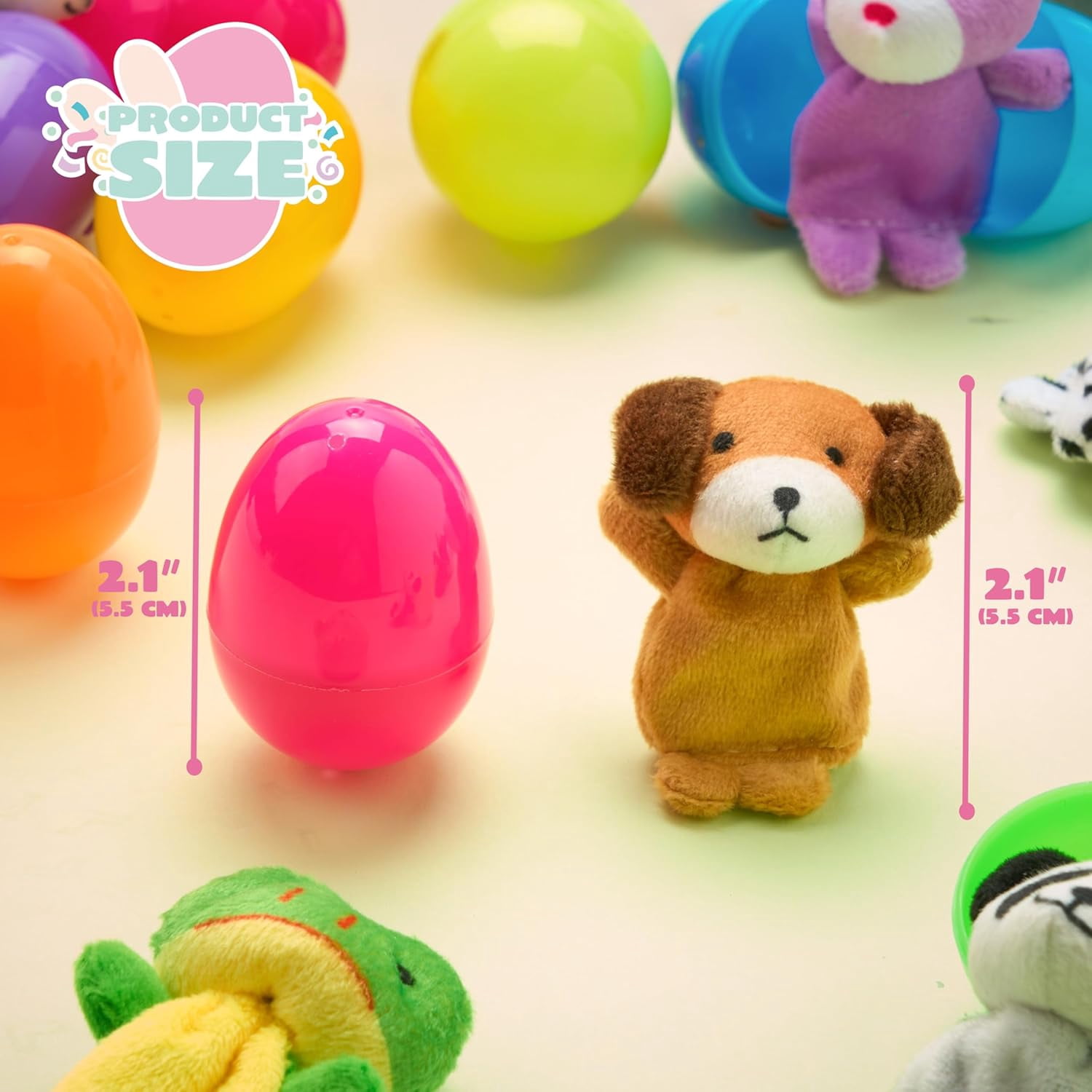 12 Prefilled Easter Eggs with Finger Puppet Toys, Plastic Easter Basket Stuffers for Toddlers and Babies, Easter Party Favors