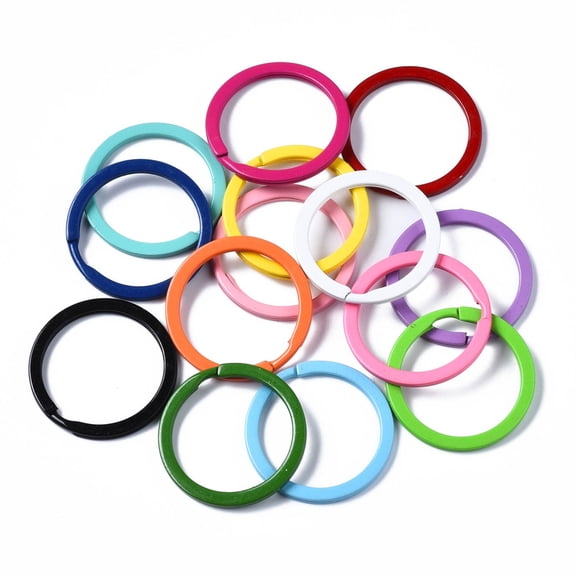 20pcs Spray Painted Iron Split Key Rings Keychain Clasp Findings Ring Mixed color 30x2mm Inner Diameter: 24mm