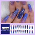 thumbnail image 2 of Long Stick On Nails with Rhinestones - Coffin Nails for Women - Easy to Apply and Durable, 2 of 4