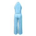 thumbnail image 4 of Women's Summer Sets Casual 2 Piece Outfits Sleeveless Tank Tops and Loose fit wide leg pants Loungewear Vacation Outfits(Light Blue,XL), 4 of 4
