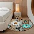 thumbnail image 3 of White Daisy Washable Round Area Rug 6 ft, Teal Flower Gray Wood Striped Butterfly Vintage Country , Soft Non Slip Rugs Stain Repellent Indoor Felt Carpet for Living Dining Room Bedroom Home Office, 3 of 9