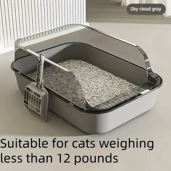 Semi-Enclosed Cat Litter Box Thickening Splash Proof and Easy Clean Toilet with Cat Litter Shovel Plastic Cleaning Cats Box