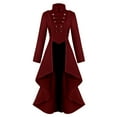 thumbnail image 2 of Leodye Robe Médiévale à la Mode et Confortable pour Femmes, Queue-de-Pie, Ourlet Irrégulier, Haut long Rétro Rouge 4(S), 2 of 5