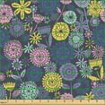thumbnail image 2 of Ambesonne Floral Fabric by the Yard Upholstery, Hand-Drawn Flowers Retro Art, 10 Yards, Slate Blue Mustard Pink, 2 of 5