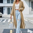 thumbnail image 4 of Pxiakgy Women'S Fashion Loose Long Sleeve Solid Color Banded Sweater Cardigan Khaki + S, 4 of 8
