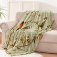 thumbnail image 2 of Vintage Birds Fleece Blanket Soft and Cozy Nature Inspired Throw with Beautiful Bird and Floral Design for Couch Bed or Travel, 2 of 4