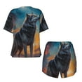thumbnail image 5 of Picia Moonlit Night Sky Wolf Pajamas Sets for Women Soft Short-Sleeved Pjs with Lounge Shorts Two Piece Sleepwear-XX-Large, 5 of 9