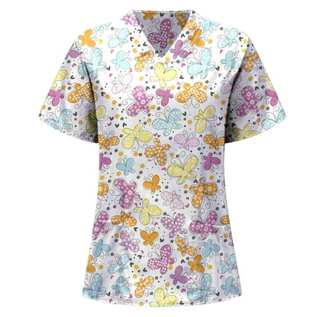 

V Neck T Shirts for Women V-Neck Short Sleeve Short Sleeve V Neck Scrub Top