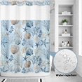 thumbnail image 2 of No Hook Shower Curtain, Blue Coastal Shower Curtains for Bathroom with See Through Top Window, Country Nautical Starfish Coral Seashells Waterproof & Washable Bath Curtain Extra Long 72"x96", 2 of 9