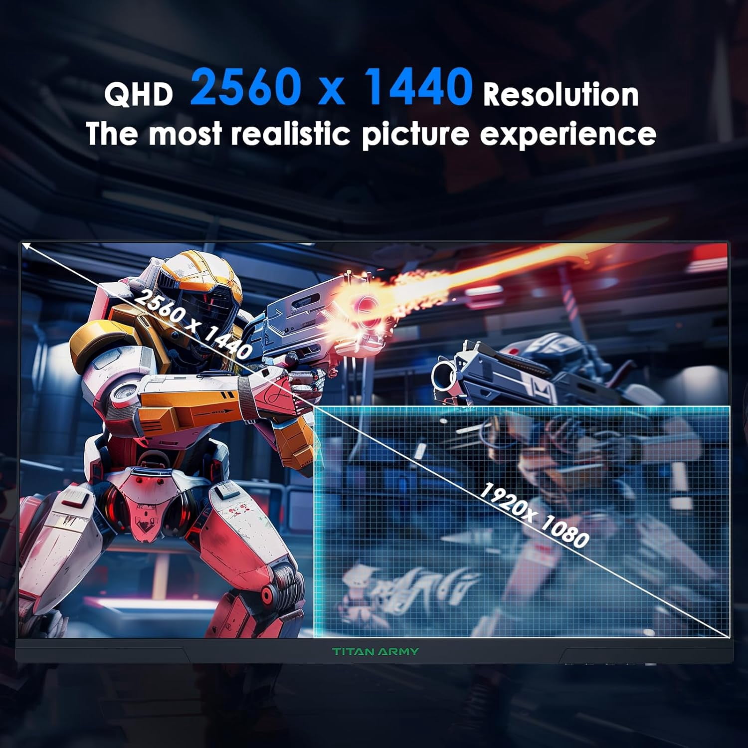 TITAN ARMY 24.5 Inch 240Hz 1440P Gaming Monitor, 2K QHD Computer Gaming Monitor with HDR 500, 1ms Fast IPS, Adaptive Sync, 123% sRGB, Low Blue Light, VESA 100x100, HDMI 2.0/DP 1.4-P2510S PLUS