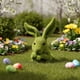 thumbnail image 4 of Adorno de conejo de Pascua verde flocado | Escultura de resina de conejo de pie para decoración de jardín y hogar | Centro de mesa y recuerdos de fiesta, 4 of 6
