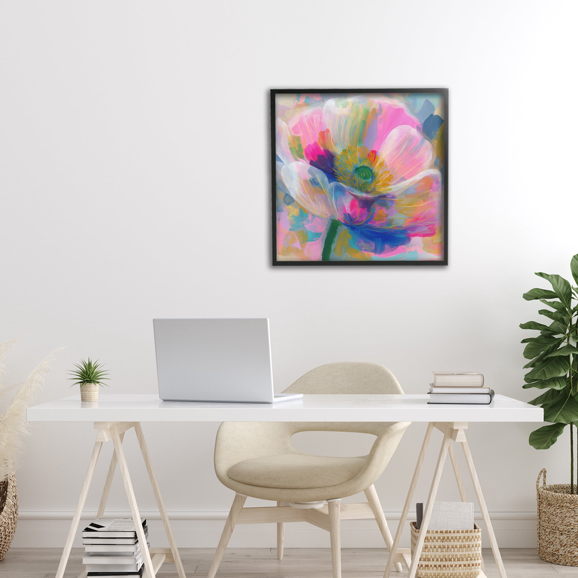 Stupell Industries Backlit Kaleidoscopic Poppy Black Framed Giclee Art, design by Chromatic Storm Studio