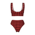 thumbnail image 5 of Daiia Buffalo Plaid Red Black Women's Bikini Set Two Piece Swimsuit High Waisted Bikini Adjustable Straps Bikini Perfect for Beach, Pool, and Summer Vacation-Small, 5 of 9