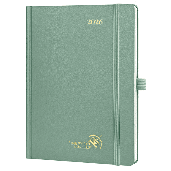 POPRUN 2026 Planner, Medium Size 6.5" x 8.5" Hardcover - Daily Weekly and Monthly Calendar Agenda 2026 Appointment Book with Hourly Time Slots, Monthly Tabs, 100 GSM - Midnight Green