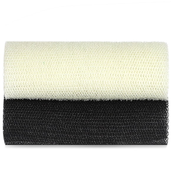 JASSINS Éponge de Bain Africaine, Exfoliante Longue pour le Corps, Gommage du Dos (Noir + Beige)
