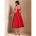 thumbnail image 2 of Red Spaghetti Strap Sweetheart Neck Fit & Flare Midi Dress, 2 of 30