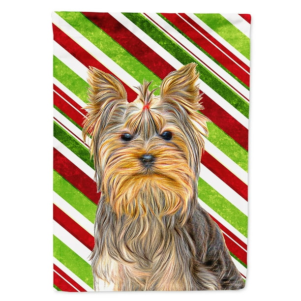 Candy Cane Holiday Yorkie Yorkshire Terrier Garden Flag Com Candy Cane Holiday Yorkie, Yorkie Garden Flag