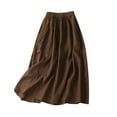thumbnail image 1 of JNGSA Women's Bohemian Elastic Waist Skirt Cotton Linen Long Maxi Skirt Solid Color Embroidery Loose Elegant Skirt Coffee, 1 of 2