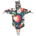thumbnail image 2 of FORMRS Wearable Blanket Hoodie with Sleeves for Kids Cozy Flannel Sweatshirt, Blue Apple Pattern, 2 of 7