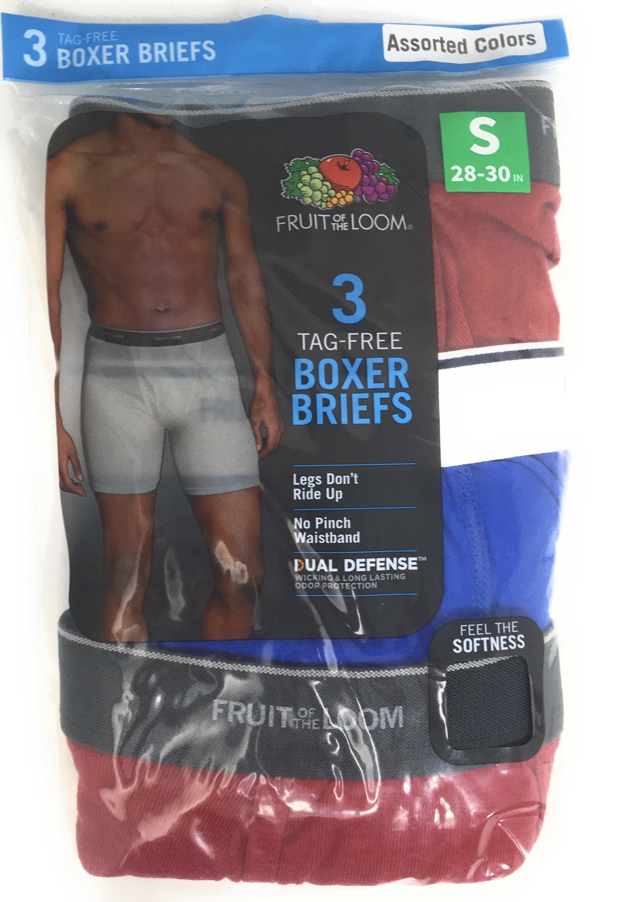 Fruit of the Loom Men's TagFree Boxer Briefs 3 Pair Package, Size