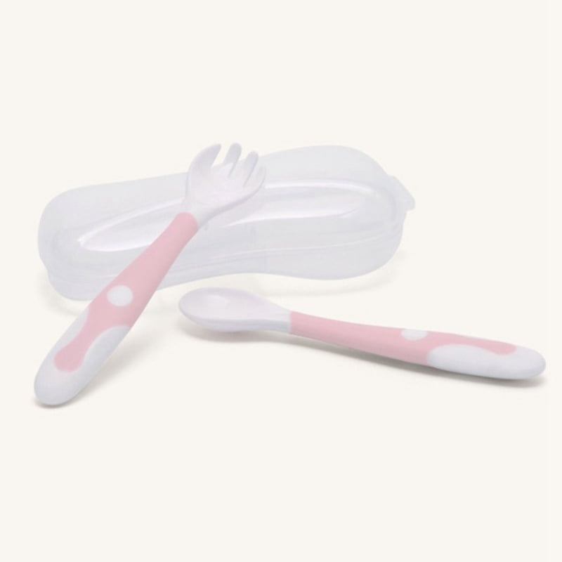 1Set Baby Feeding Spoon Fork Toddler Infant Tableware Flatware Kids Cutlery Set