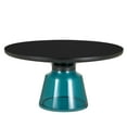 thumbnail image 5 of LeisureMod 30" Round Coffee Table with Glass Top and Black Powder-Coated Iron Rim Tempered Glass Pedestal Base No Assembly for Modern Home, Living Room Tully Collection in Blue/Black, 5 of 18