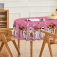 thumbnail image 4 of Halloween Tablecloth 60×84 Inch Oval, Pink Bat Ghost Pumpkin Spider Cobweb Washable Seasonal Table Cover for Party Picnic Dinner Decor, 4 of 6