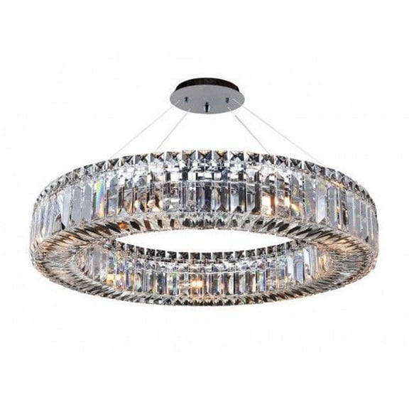 11704-010-FR001-Allegri Lighting-Rondelle - Nine Light Pendant Chrome Finish with Firenze Clear Crystal