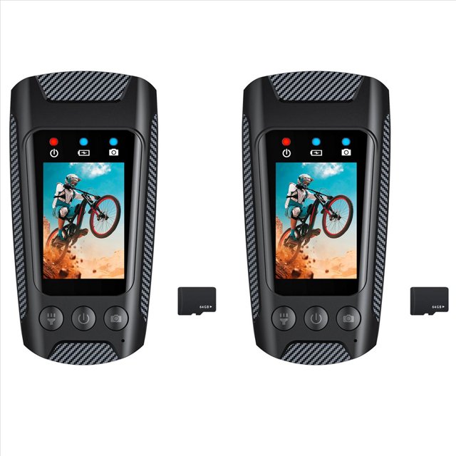 2X Cámara de Ciclismo Multifuncional 4K 60FPS Resistente A la Lluvia Pantalla IPS de 2,0 Pulgadas Conexión WiFi con Linterna LED Bocina para Bicicleta