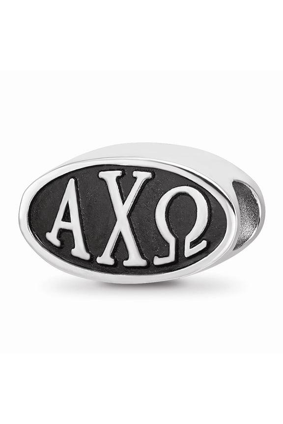 925 Sterling Silver Logoart 15.25Mm Alpha Chi Omega Oval Letters Bead; for Adults and Teens; for Women and Men
