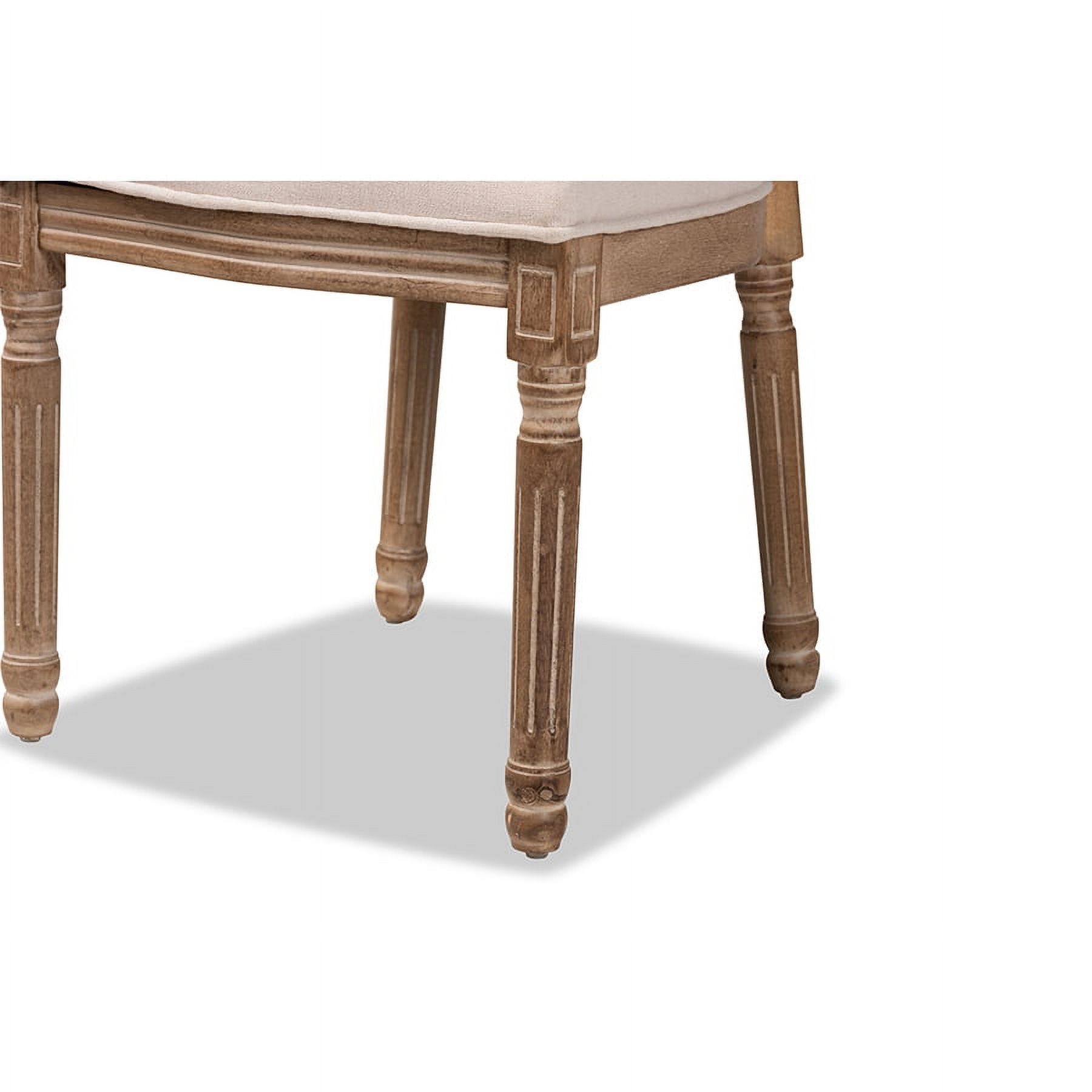 Baxton Studio Louis Traditional French Inspired Beige Fabric Upholstered and Antique Brown Finished Wood 2-Piece Dining