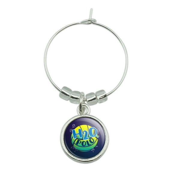 Water Polo Ball H2O Wine Glass Charm Drink Marker