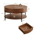 thumbnail image 5 of Wirrytor 30" Round Coffee Table with 2 Drawers and Storage Shelf, Modern Farmhouse Tea Table with Natural Tree Rings Top, Brown, 5 of 9