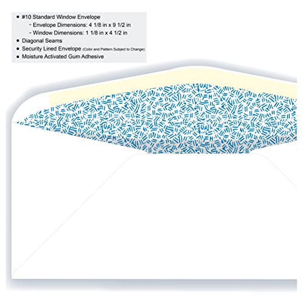 #10 Window Envelope - Blue Inside Tint - 24# White (4 1/8 x 9 1/2) - Window Envelope Series (Box of 500)