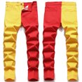 thumbnail image 3 of Cathalem Men's Loose Wide Leg Jeans Legendary Slim Straight Jean,Yellow XL, 3 of 3