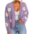 thumbnail image 6 of Lutiedan Knit Cardigans for Women Daisy Floral Open Front Cardigan Sweater Long Sleeve V Neck Fall Sweater Coats S-L, 6 of 8