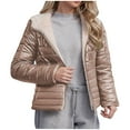 thumbnail image 3 of Juebong Women's Winter Coats Thicken Soft Sherpa Fleece Lined Puffer Jacket Zip Up Warm Down Coat Casual Packable Overcoat Khaki,S, 3 of 8