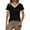 Black, variant on OSOLU Solid Color Women Casual V-Neck T-Shirt Short Sleeve Tshirts Tee Summer Fall Tops For Everyday Wear Basic Tee Versatile Tops Leisure Women Tops Dressy Casual