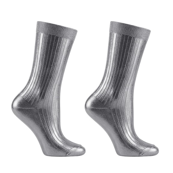 XUEMAO Silver Socks For Women Shiny Metallic Ribbed Laminated Comfort Socks