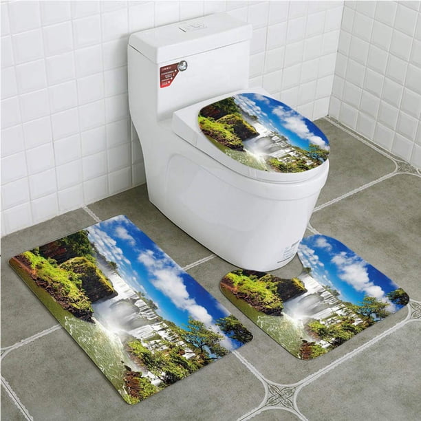 ABPHQTO Americana Paisaje Majestuosa Cascada Río Cataratas Argentinas Maravillas Naturales Juego de alfombras de baño de 3 piezas Alfombra de baño Alfombra de contorno y tapa de inodoro ABPHQTO Cont-CHAPPLE-31899