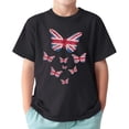 thumbnail image 1 of TAIAOJING Garçon T-Shirts Accrocheurs Imprimé Papillon Manches Courtes Col Rond T-Shirts Drapeau Élégant Haut Enfants Combinaison Durable Vêtements, 1 of 3