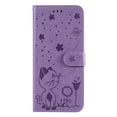 thumbnail image 2 of SaniMore for Google Pixel 8A Case, PU Leather Skin with Embossed Cat Flip Magnetic Cover Card Slots Kickstand Detachable Lanyard Full Around Protective Wallet Shell, Purple, 2 of 7