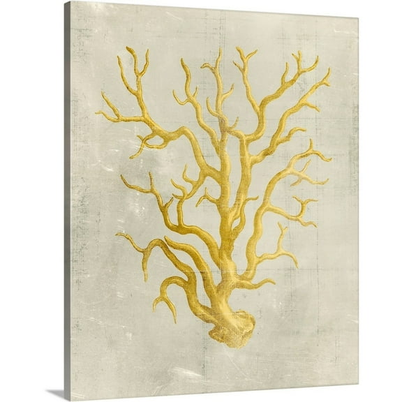 Great Big Canvas "Coral in Mustard" by Vision Studio Olive Green Black Wrapped Canvas Print Wall Artwork