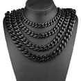 thumbnail image 3 of 3/5/7/9/11mm Mens Cuban Curb Black Necklace Stainless Steel Link Chain 18"-30", 3 of 5