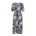 thumbnail image 6 of Uhndy Women Summer High Waist Floral Print Dress Casual Boho Sundress Short Sleeve Split Long Maxi Dresses, 6 of 6