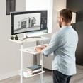 thumbnail image 3 of VIVO White Mobile Height Adjustable Stand Up Desk Workstation Presentation Cart, 3 of 8