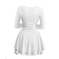 thumbnail image 4 of HCURIBAD Women's Long Sleeve Dresses Square Neck Casual Party Club A-Line Mini Dress, A Dress White M, 4 of 5