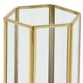 thumbnail image 5 of Cosmoliving by Cosmopolitan  Set of 3, 6", 8", 10"H Modern Glass Candle Holder/Lantern with Hexagon Silhouette, Metallic Gold Rims and Transparent Glass Panels, 5 of 12